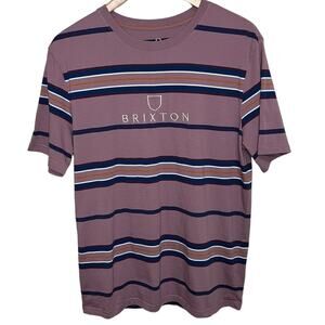 BRIXTON‎ Hilt Alpha Mens Purple Combo Short Sleeve Crew Neck T-Shirt Size Medium